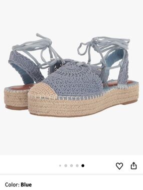 Chinese Laundry Light Blue Crochet Espadrille Lace-Up Flats